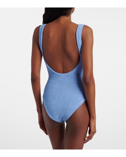Hunza G Blue Coverage Square Neck Swimsuit