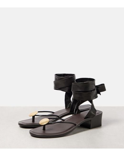 The Row Black Cord Leather Thong Sandals