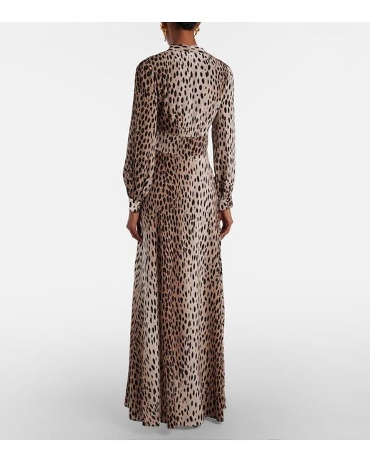 Rixo Natural Emory Printed Silk Maxi Dress