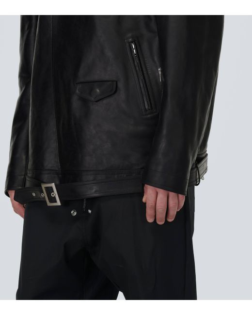 Rick Owens Black Jumbo Luke Stooges Leather Jacket for men