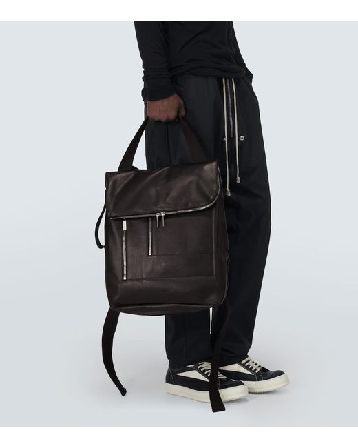 Rick Owens Cargo Leather Backpack in Black for Men | Lyst