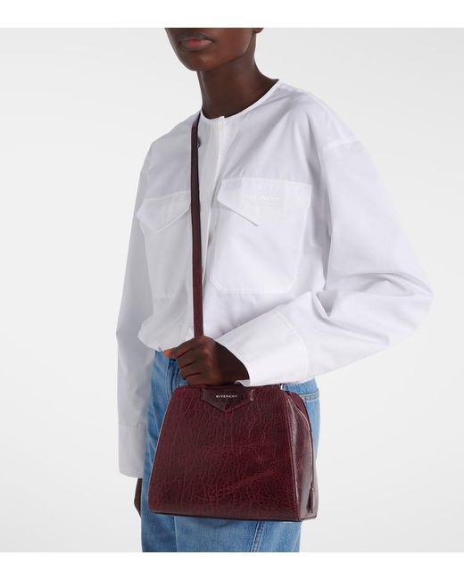 Givenchy Red Antigona Cube Mini Patent Leather Tote Bag