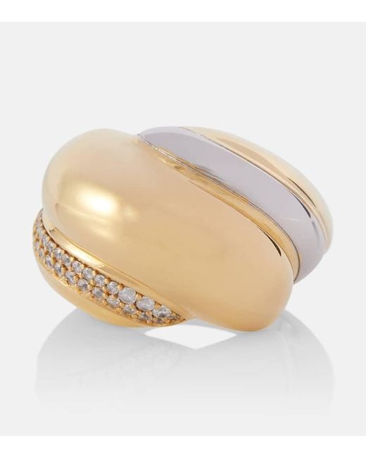 Saint Laurent Metallic Whirlwind Crystal-Embellished Ring