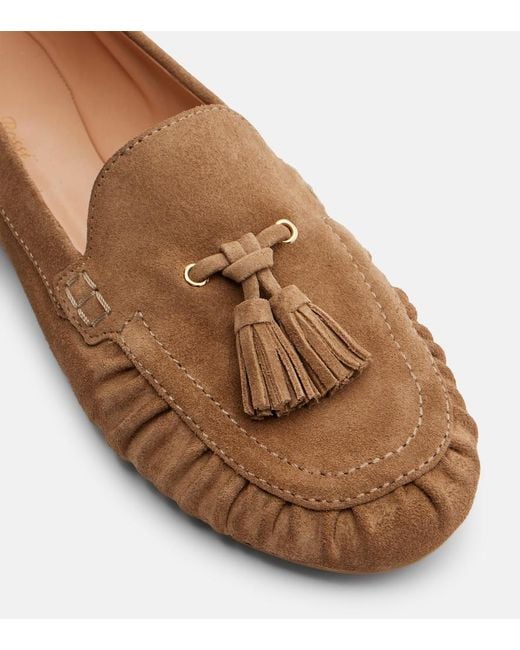 Gianvito Rossi Brown Thea Tasseled Suede Loafers