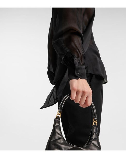 Saint Laurent Black Bow-Detail Silk Blouse