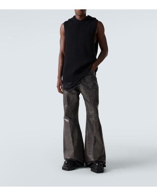Rick Owens Black Ribbed-Knit Virgin Wool Sweater Vest for men