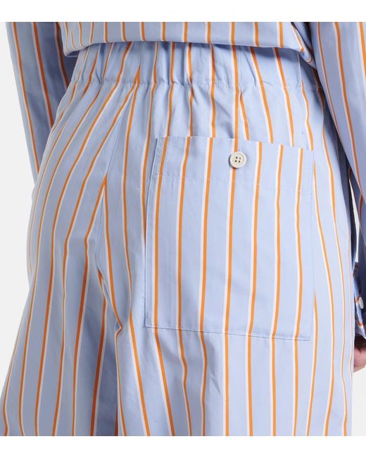 Dries Van Noten Blue Striped Cotton Wide-Leg Pants