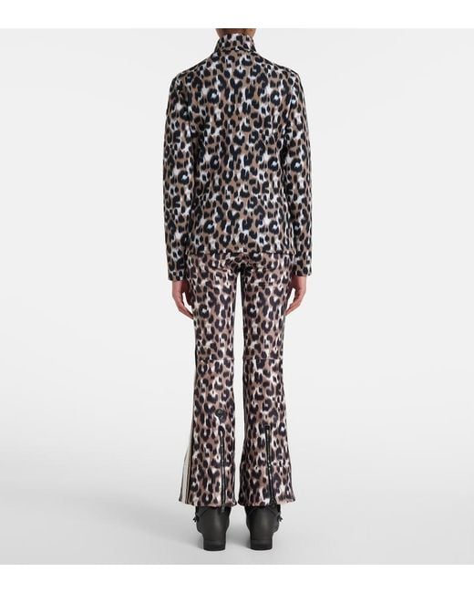 Fusalp Black Orion Leopard-Print Ski Top
