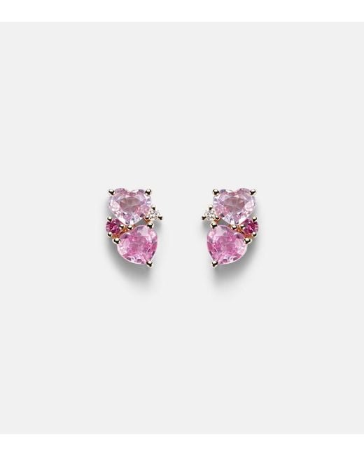 Sydney Evan Pink 14Kt Earrings With Sapphires And Diamonds