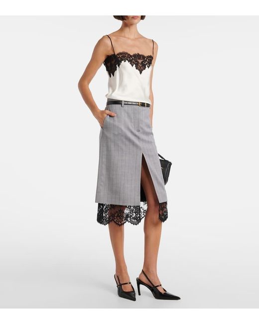 Stella McCartney Gray Midirock Aus Wolle