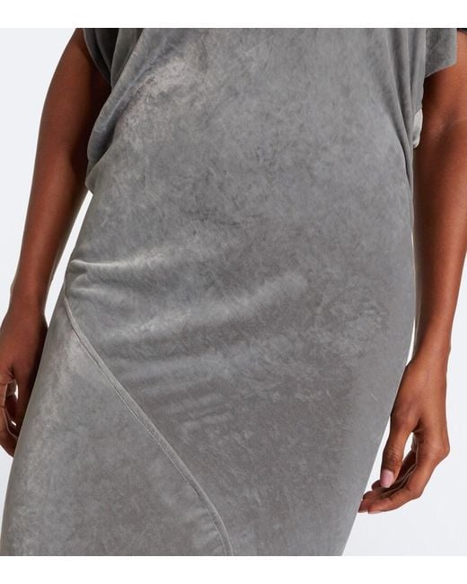 Rick Owens Gray Seb Draped Velvet Midi Dress