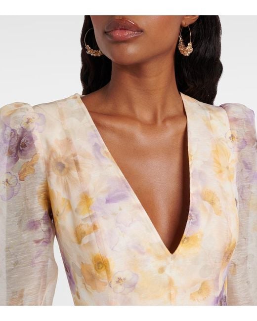 Zimmermann Natural Memento Linen And Silk Minidress