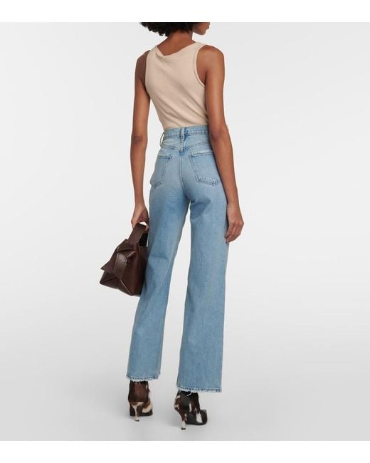 FRAME Blue Le Jane High-Rise Wide-Leg Jeans