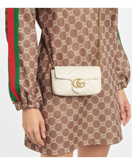 Gucci Natural GG Marmont Super-Mini-Tasche Aus Matelassé