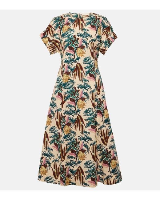Ulla Johnson Green Devon Cotton Poplin Midi Dress