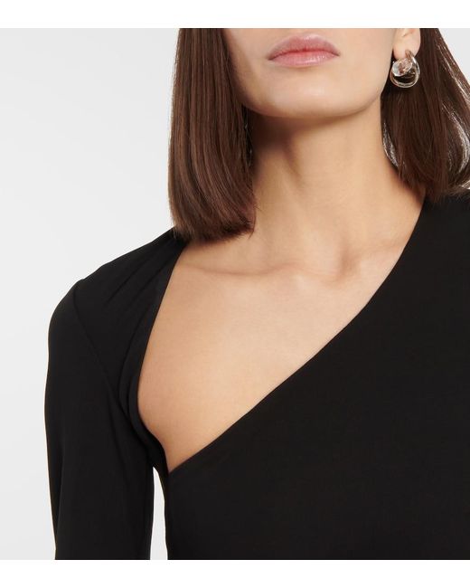 Alex Perry Black Asymmetric Jersey Maxi Dress
