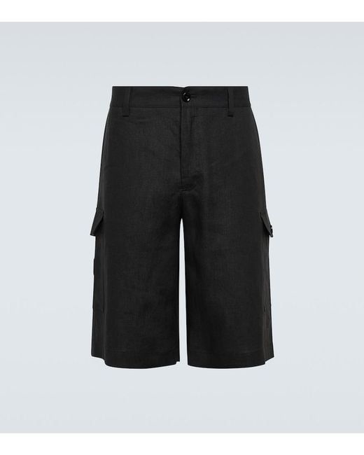 Dolce & Gabbana Black Linen Cargo Shorts for men