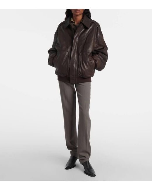 Calvin Klein Brown Johnson Leather Bomber Jacket