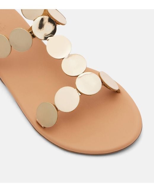 Ancient Greek Sandals Natural Triton Embellished Leather Gladiator Sandals