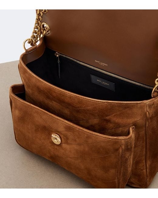 Saint Laurent Brown Niki Medium Suede Shoulder Bag