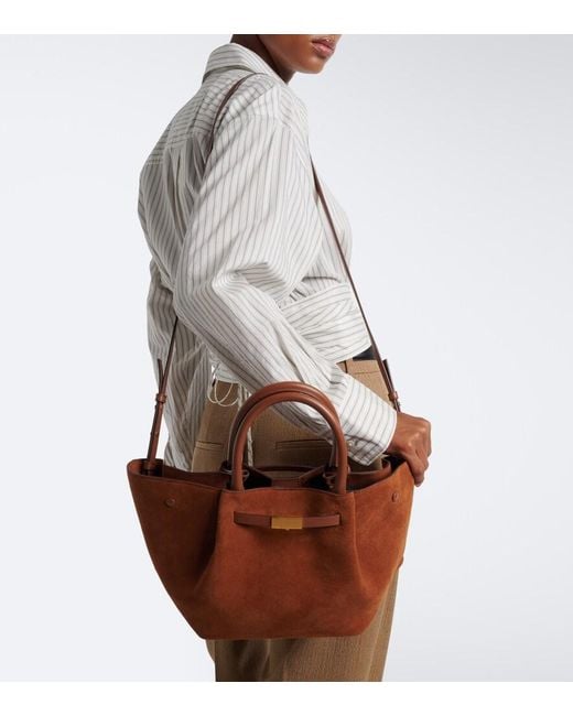 DeMellier London Brown New York Midi Suede Top-Handle Bag