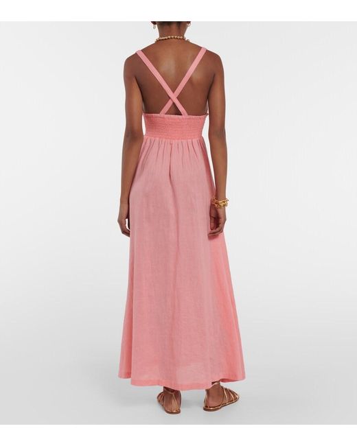 Heidi Klein Pink Rosa Polyantha Linen Maxi Dress
