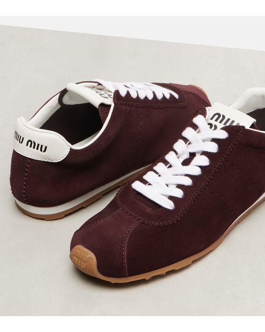 Miu Miu Brown Plume Suede Sneakers