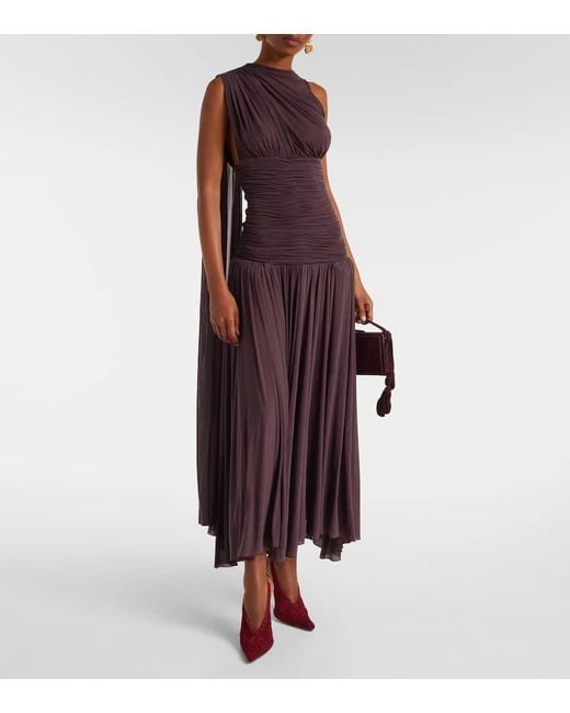 Vestido Midi Translucido Drapeado Magda Butrym de color Purple