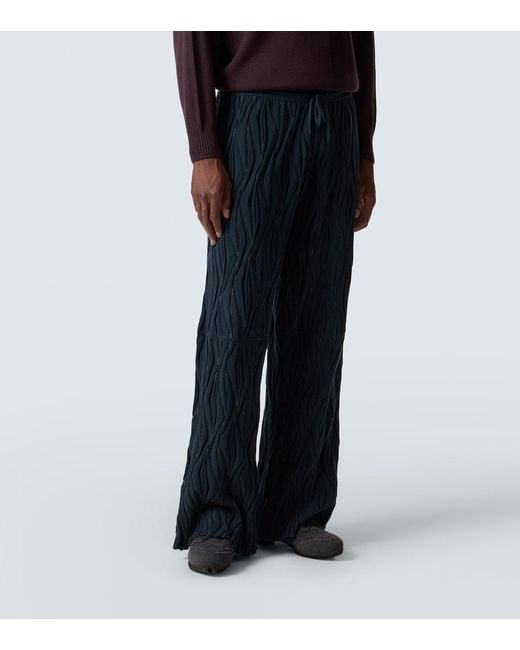Kiko Kostadinov Blue Raday Knitted Cotton Wide-Leg Pants for men
