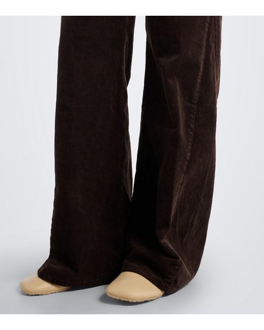 7 For All Mankind Black Lotta Cotton-Blend Corduroy Wide-Leg Pants