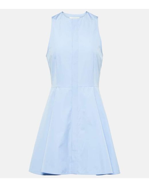 AMI Blue Godet Cotton Poplin Shirt Dress
