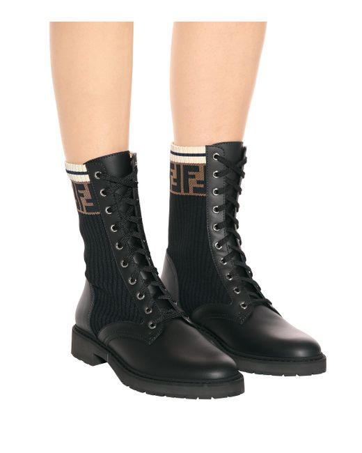 black leather biker boots