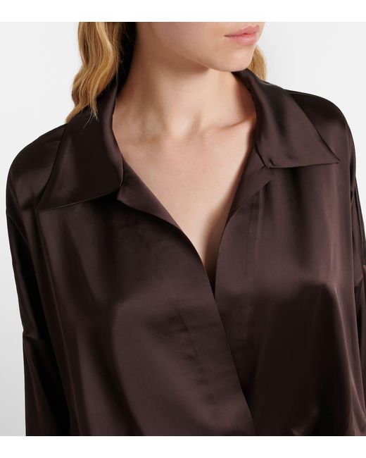 Norma Kamali Brown Body Aus Satin