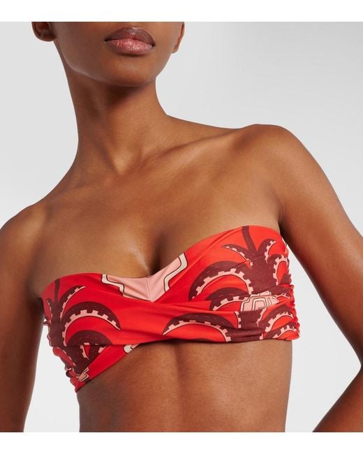 Johanna Ortiz Red Printed Bikini Top
