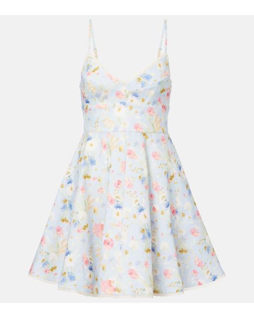 Vestido Corto Lucky De Lino Floral Zimmermann de color White