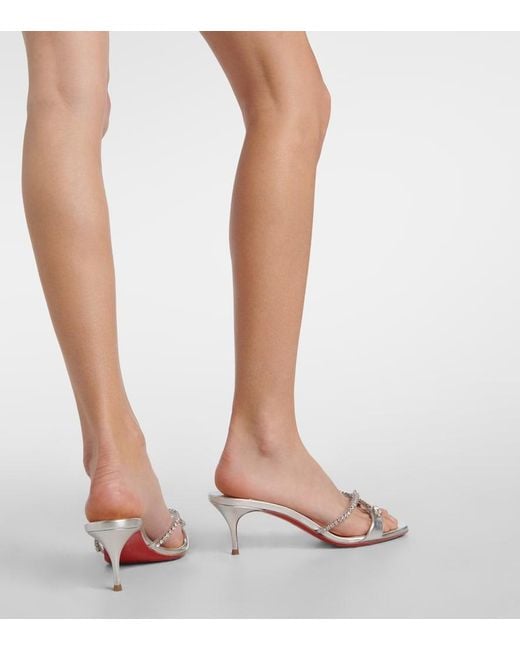 Christian Louboutin White Queen 55 Embellished Leather Sandals
