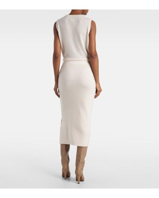 Jardin Des Orangers White Wool And Cashmere Midi Skirt