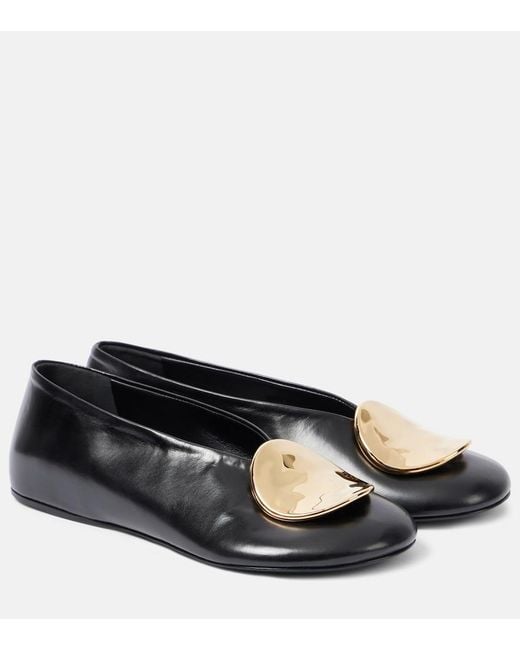 Jil Sander Black Leather Ballet Flats