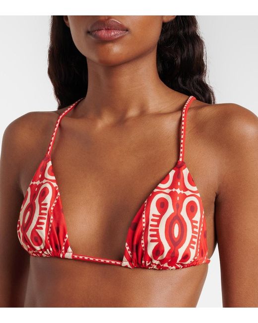 Johanna Ortiz Red Printed Bikini Top