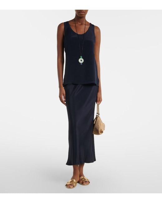 Max Mara Blue Sospiro Silk Satin Maxi Skirt
