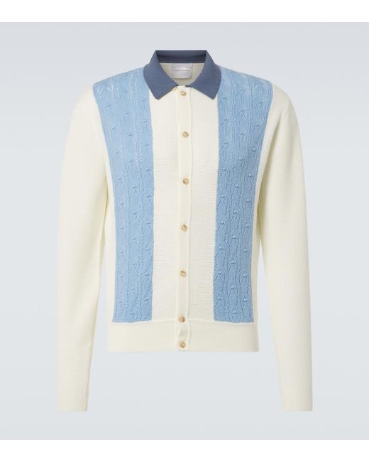 King & Tuckfield Blue Paneled Wool Cardigan for men