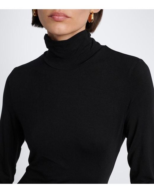 Proenza Schouler Black Imogen Draped Gathered Jersey Midi Dress