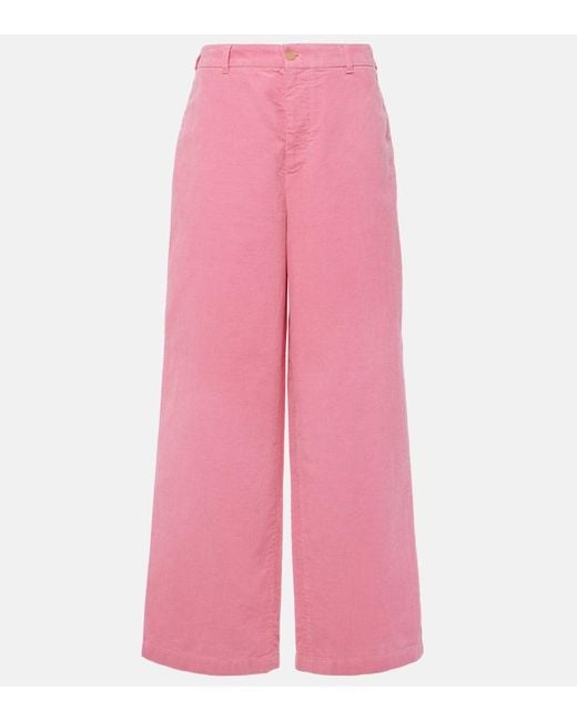 Pantaloni a gamba larga Face in velluto di Acne in Pink