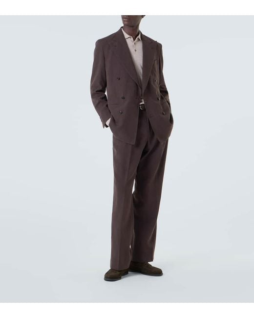 Saman Amel Blazer Aus Leinen-Canvas in Brown für Herren