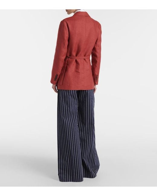 Brunello Cucinelli Red Hemp And Linen Gabardine Blazer