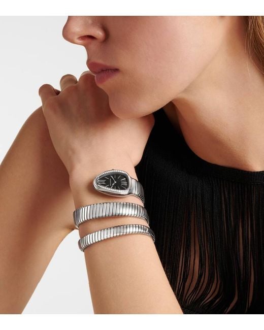 BVLGARI Metallic Uhr Serpenti Tubogas Mit Diamanten Und Rubellit