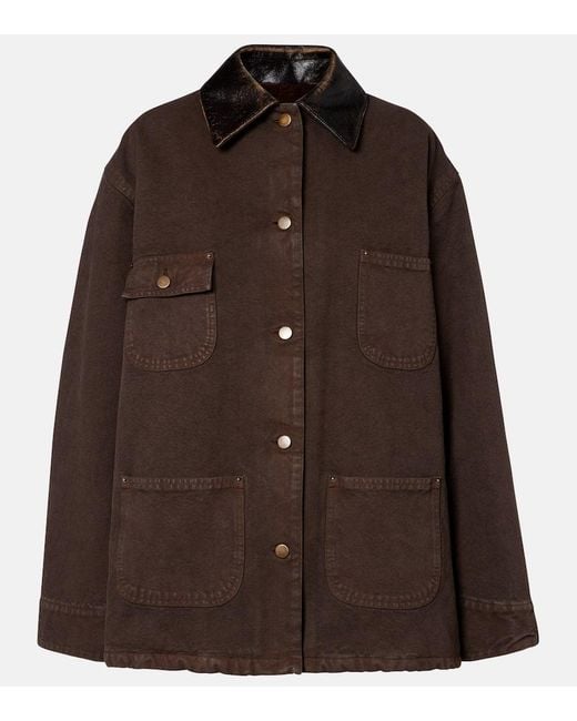 Prada Brown Leather-Trimmed Cotton Canvas Field Jacket