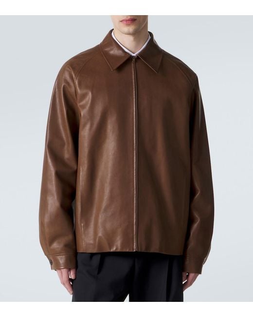 The Row Brown Mount Leather Jacket for men