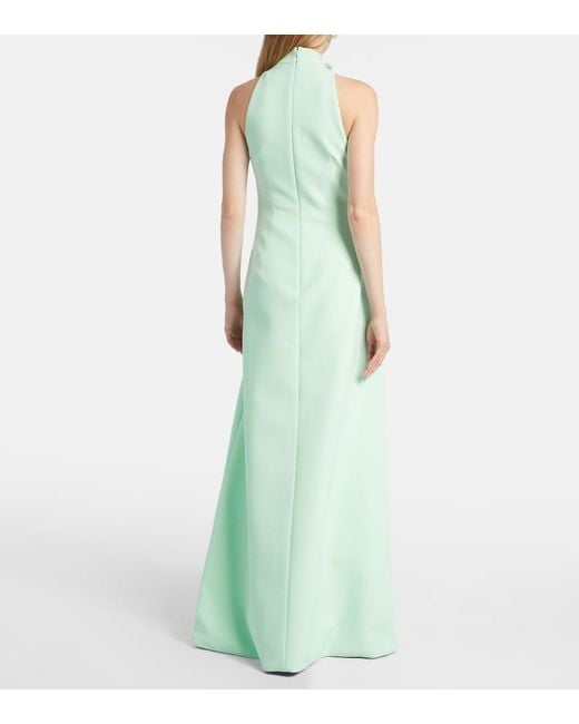 Safiyaa Green Priscilla Embellished Crepe Gown