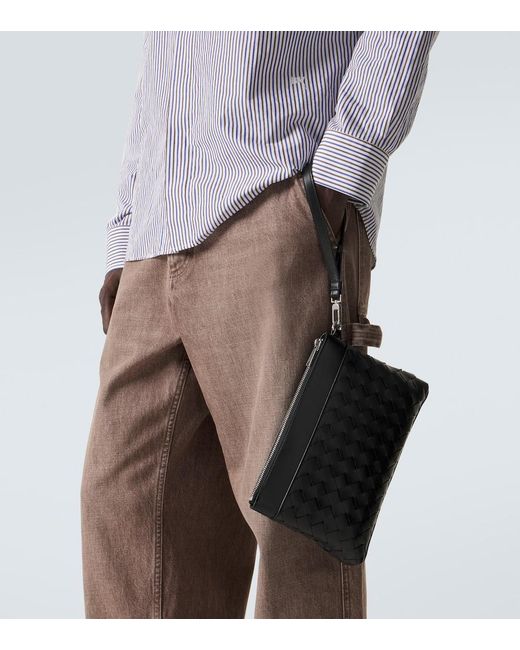 Bottega Veneta Black Prism Leather Pouch for men